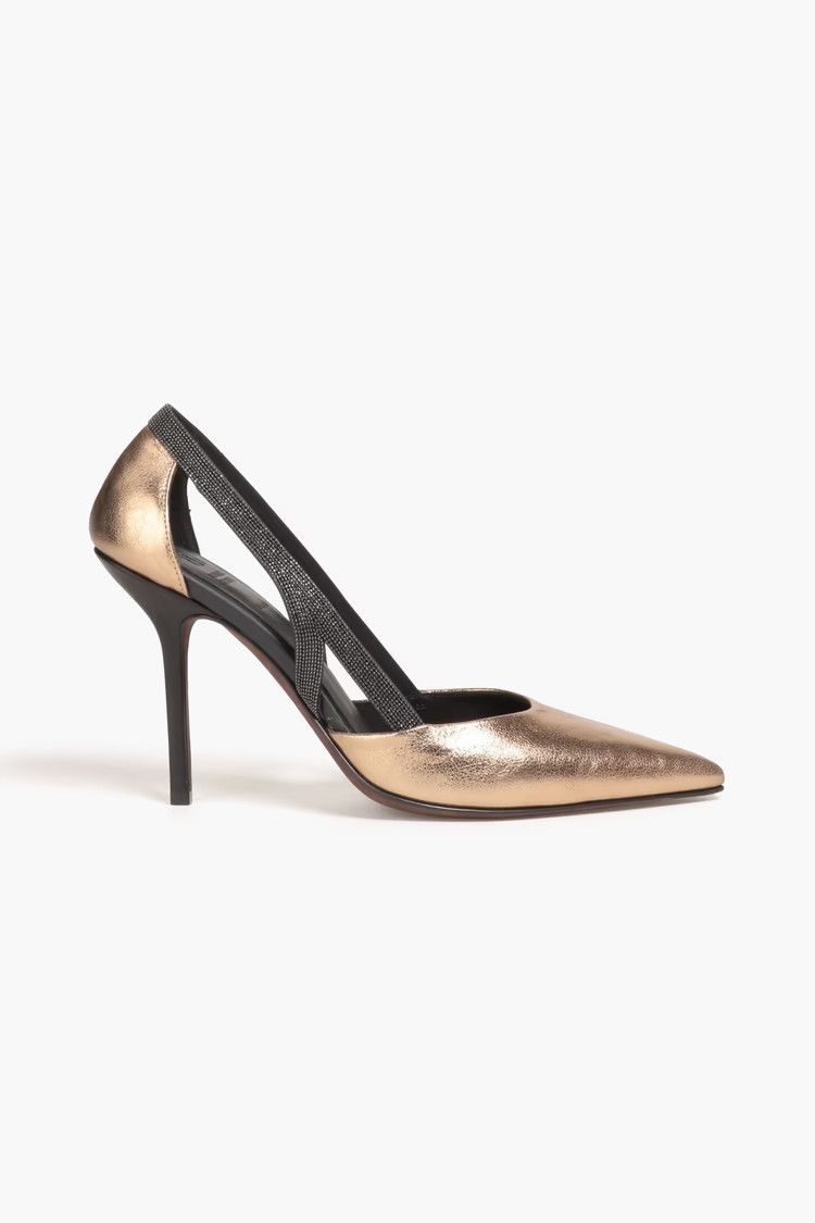 Brunello Cucinelli o1y0725 Spike Heel Pumps in Gold/Black Size US 6 / IT 36 - 1 Thumbnail