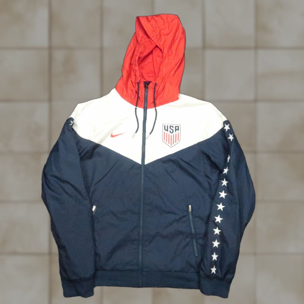 Nike Nike Jacket Mens Small Blue White Windrunner Windbreaker Zip Hooded Pockets Full Zip Regular Fit Sports Casual Size US S / EU 44-46 / 1 - 1 Thumbnail