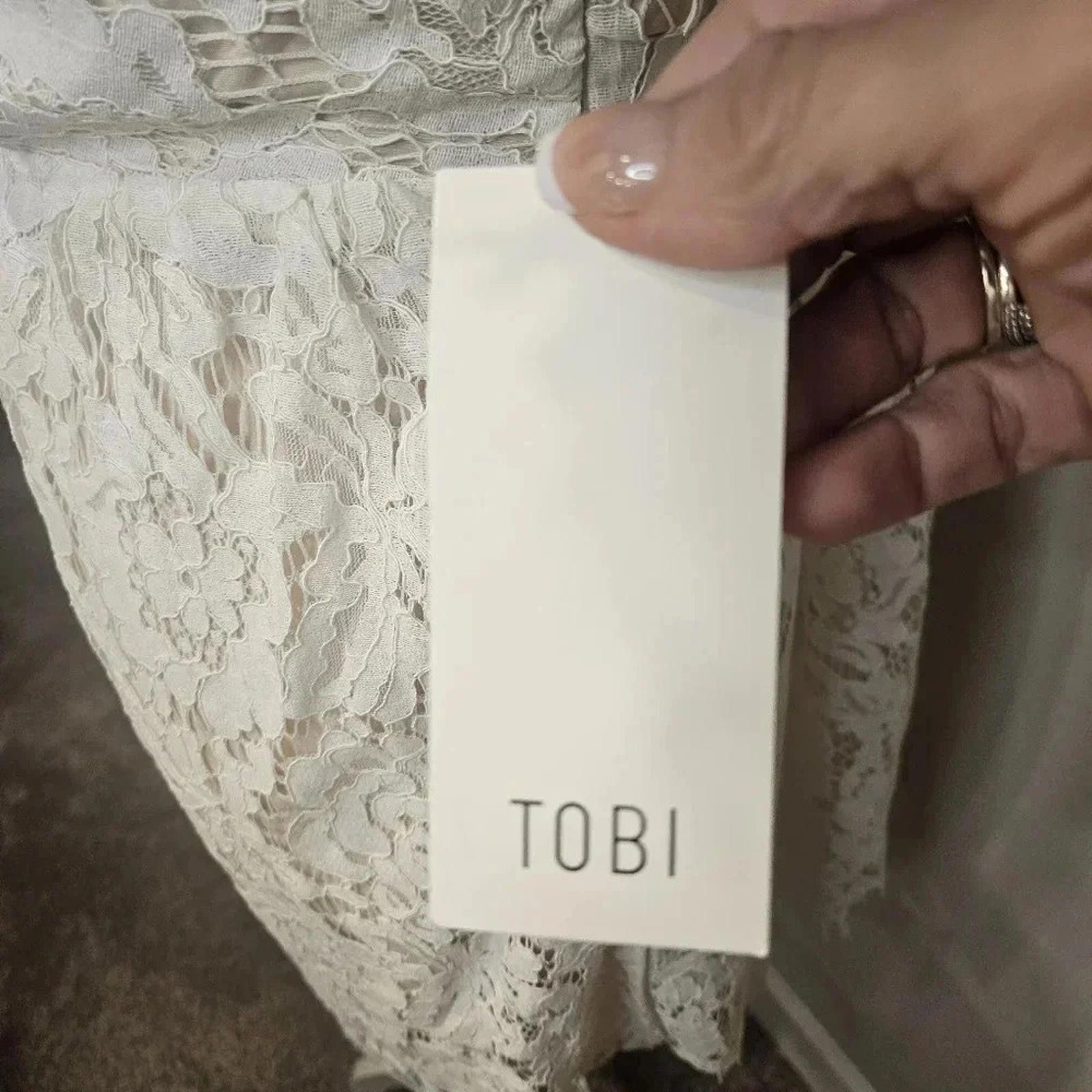 Tori Richard Nwt Tobi White Lace Dress with Tie Detail #70 Size L / US 10 / IT 46 - 11 Thumbnail