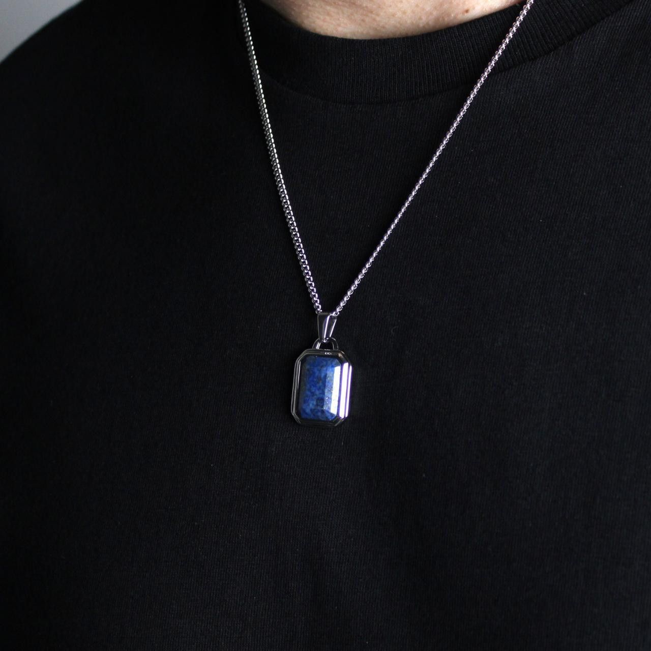 Jewelry Silver Lapis Lazuli Pendant Chain Necklace Size ONE SIZE - 2 Thumbnail