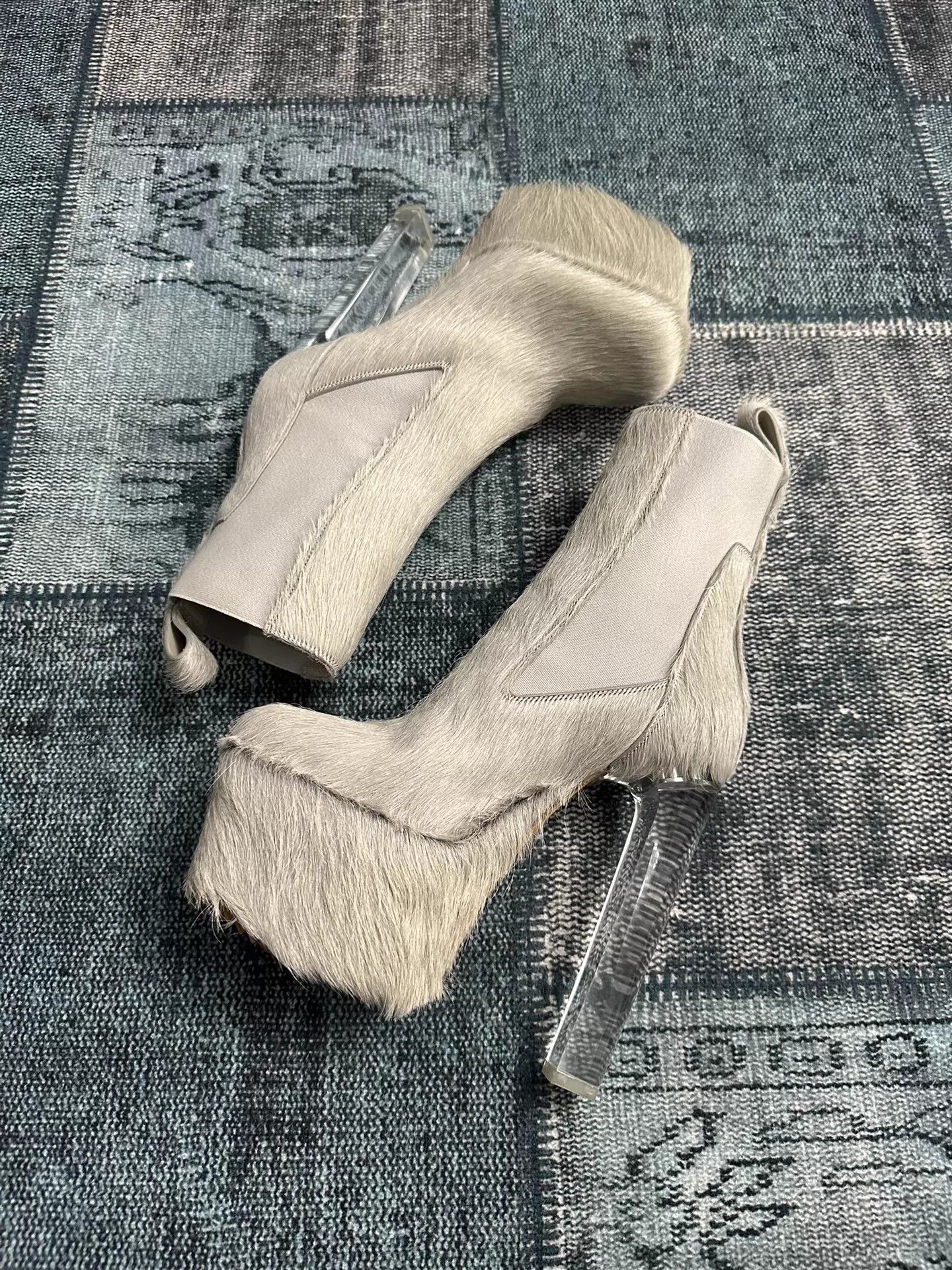 Rick Owens Rick Owens FW22 Gray Horsehair Kiss Boots 38 (Org Box) Size US 7.5 / IT 37.5 - 2 Thumbnail