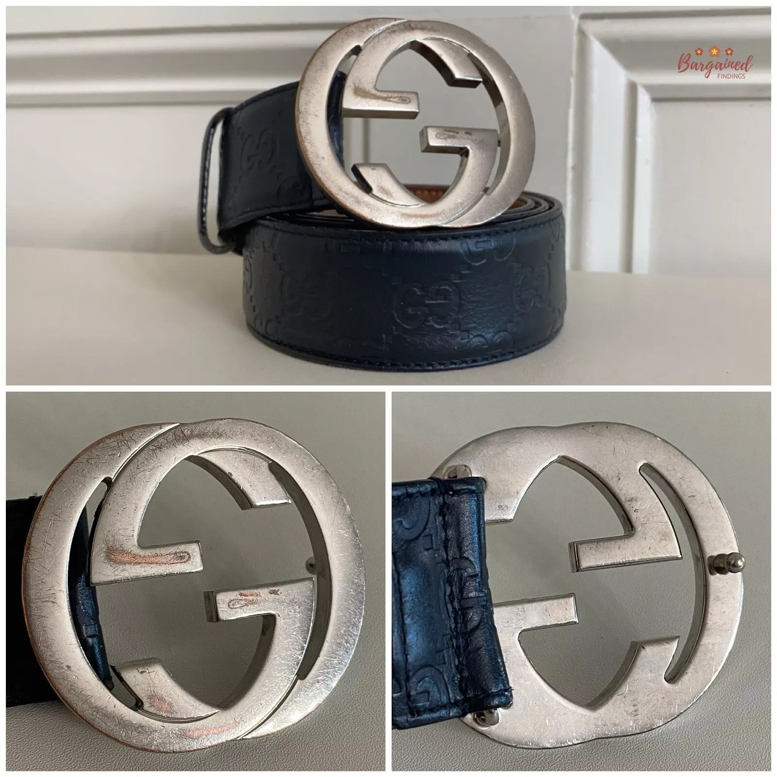 Gucci Gucci Guccissima Leather Silver Interlocking G Buckle Belt Size 32 - 2 Thumbnail