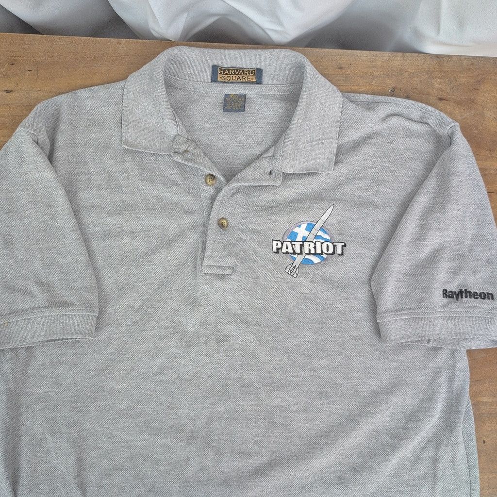 Vintage Raytheon Patriot Missile Heather Grey Polo Shirt