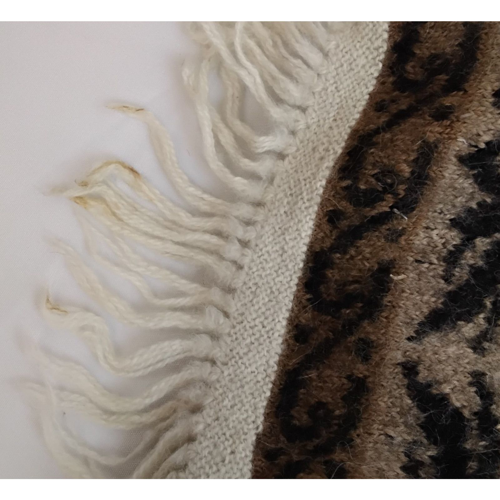 Other Fotrama Shawl O/S Brown Fringe 100% Alpaca Wool Handmade Size ONE SIZE - 7 Thumbnail