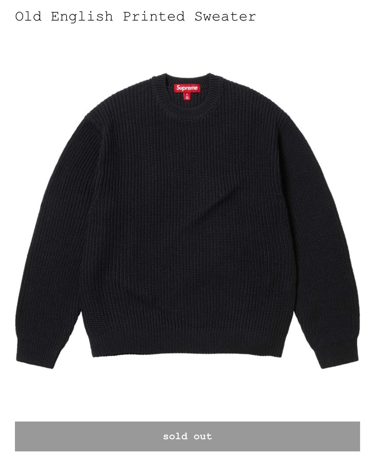 Supreme SUPREME OLD ENGLISH PRINTED SWEATER Size US M / EU 48-50 / 2 - 1 Thumbnail
