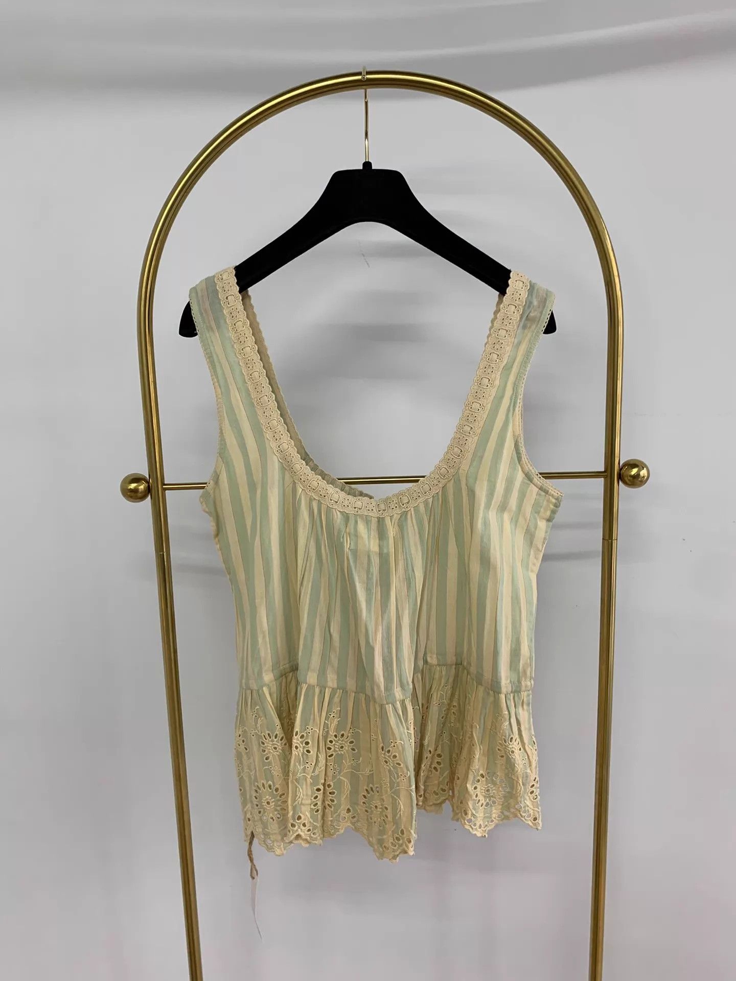 Other Christy Dawn White Green Striped Sleeveless Top Women's S Size S / US 4 / IT 40 - 3 Thumbnail