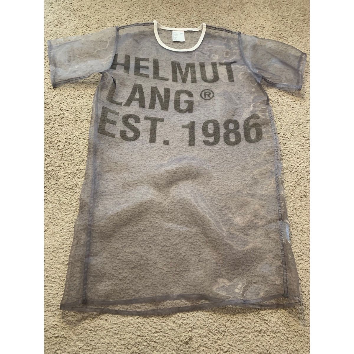 Helmut Lang HELMUT LANG SHEER LOGO T-SHIRT DRESS Size S / US 4 / IT 40 - 14 Thumbnail