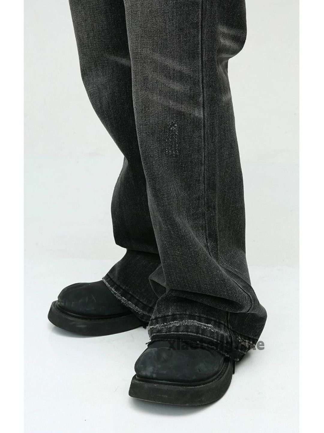 Jean × Vintage washed faded damaged ripped punk grunge flared jeans Size US 32 / EU 48 - 3 Thumbnail