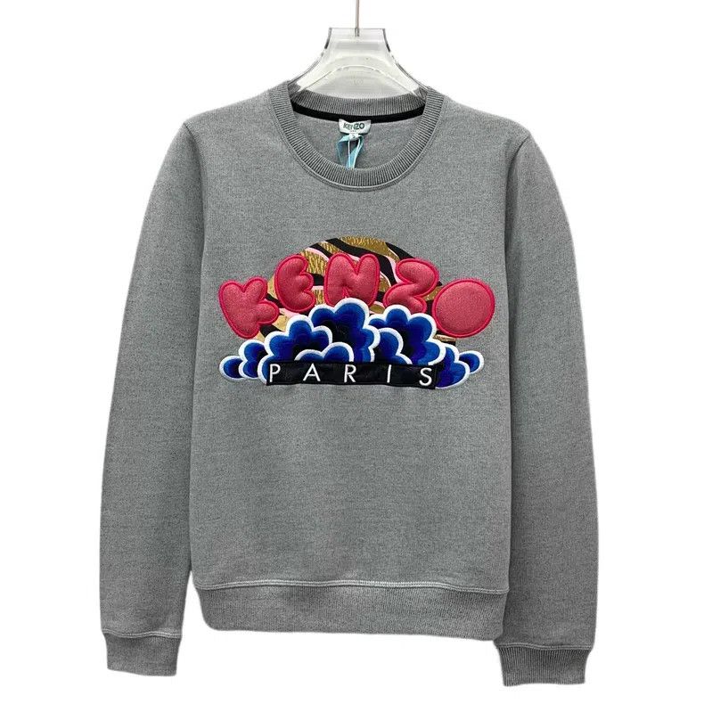 Kenzo Kenzo Gray logo letter embroidery cotton round neck long-s Size S / US 4 / IT 40 - 1 Thumbnail