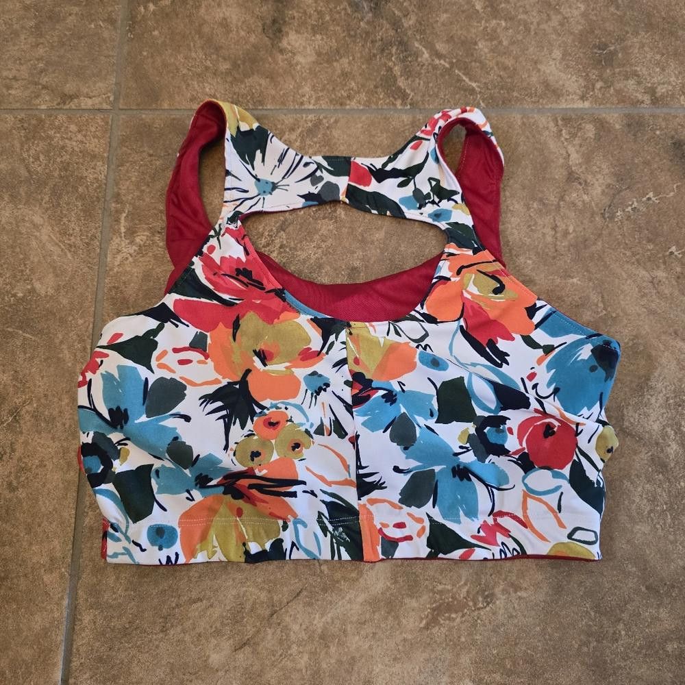 Designer Multicolored Floral Detailed Sport Bra Size ONE SIZE - 2 Thumbnail