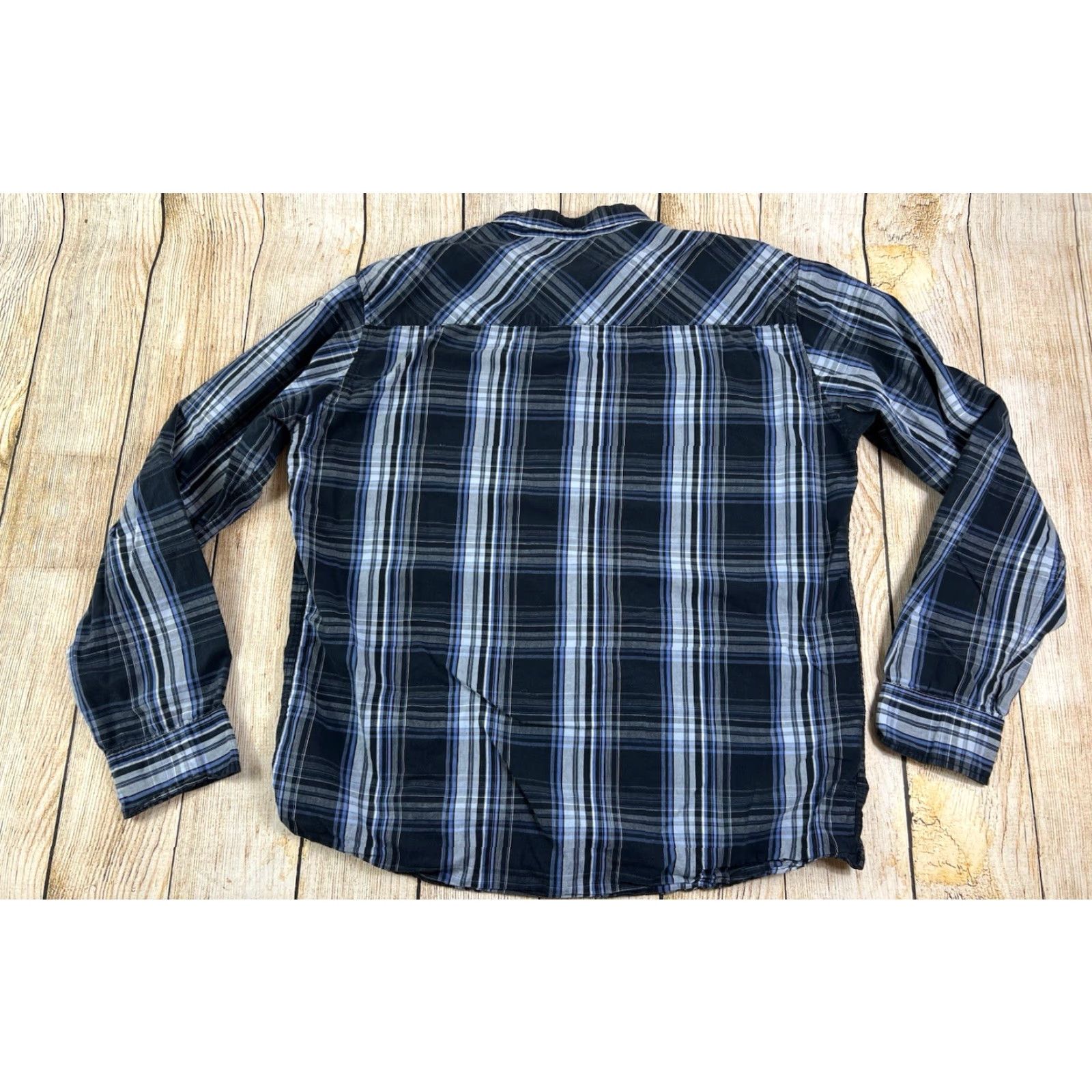 Vintage VINTAGE Rue 21 Shirt Button-Down Plaid Black Blue 2XL Mens Classic Fit Long Sleeve Button-Up Mens Size US XXL / EU 58 / 5 - 2 Thumbnail