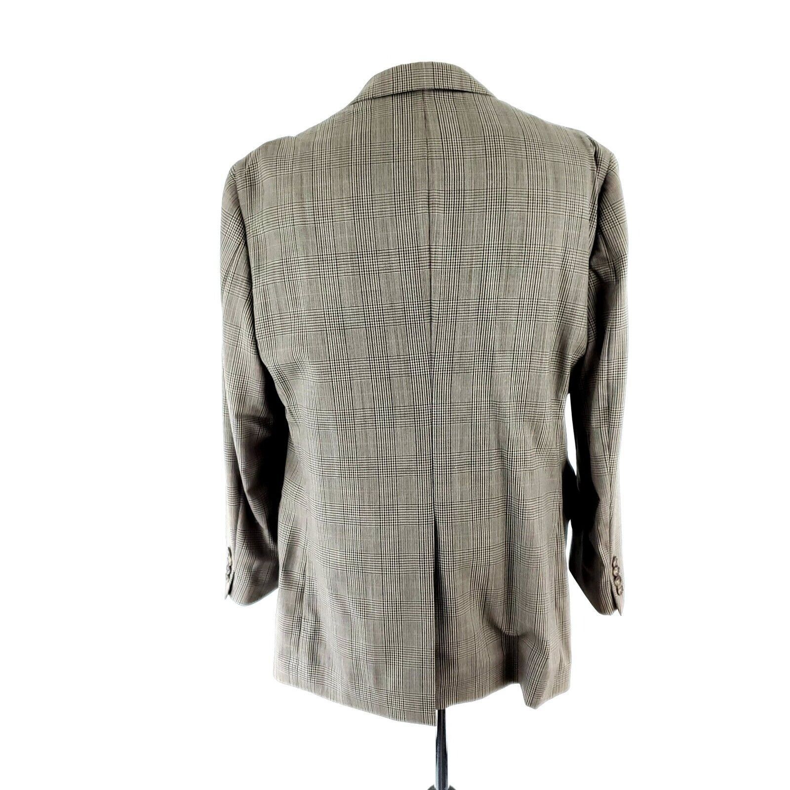 Jos. A. Bank Jos A Bank Wool 2 Button Sport Coat 40R Beige Plaid Windowpa Size 40R - 5 Thumbnail