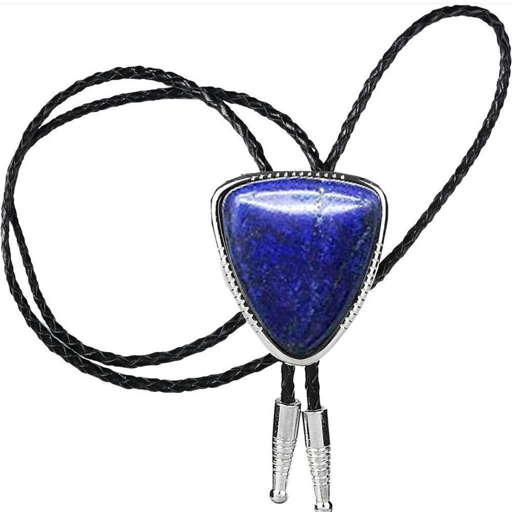 Other Triangle Blue Agate Stone Bolo Tie Mens Casual Western Size ONE SIZE - 4 Thumbnail