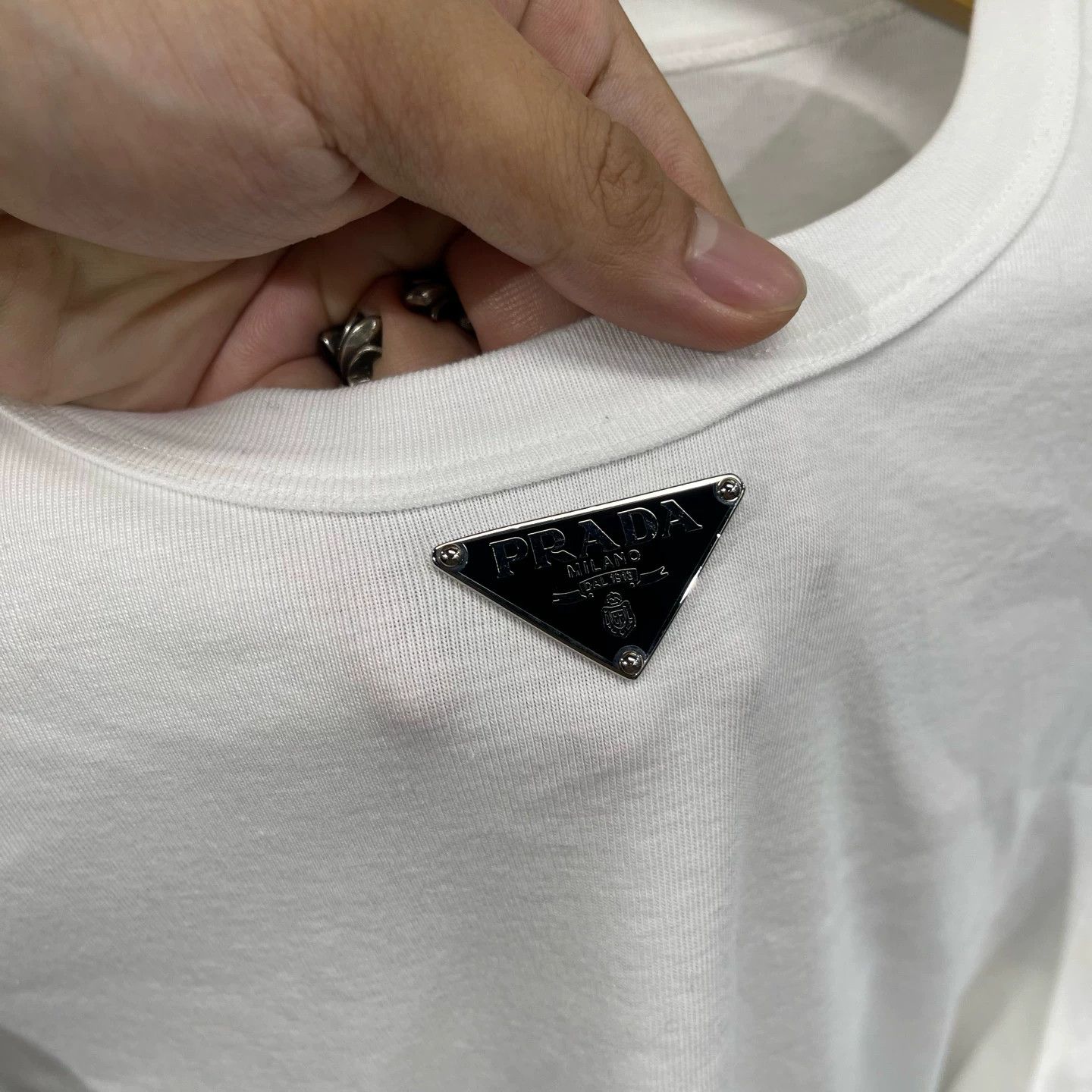 Prada Prada Triangle Logo Short Sleeve Tee L Near New #116 Size L / US 10 / IT 46 - 4 Thumbnail