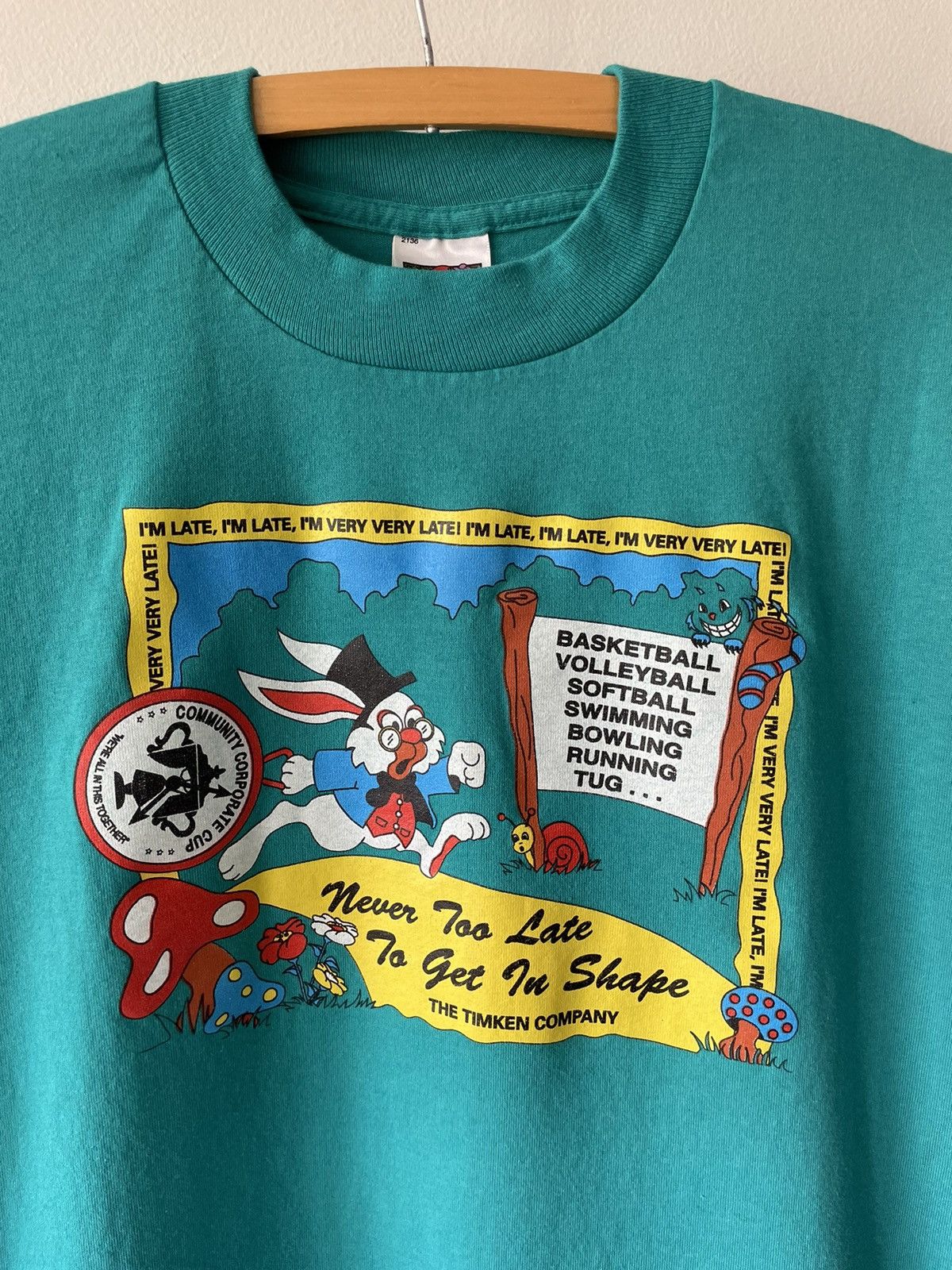 Fruit Of The Loom × Vintage Vintage 90s Alice in Wonderland I’m Late tee Size US M / EU 48-50 / 2 - 2 Thumbnail