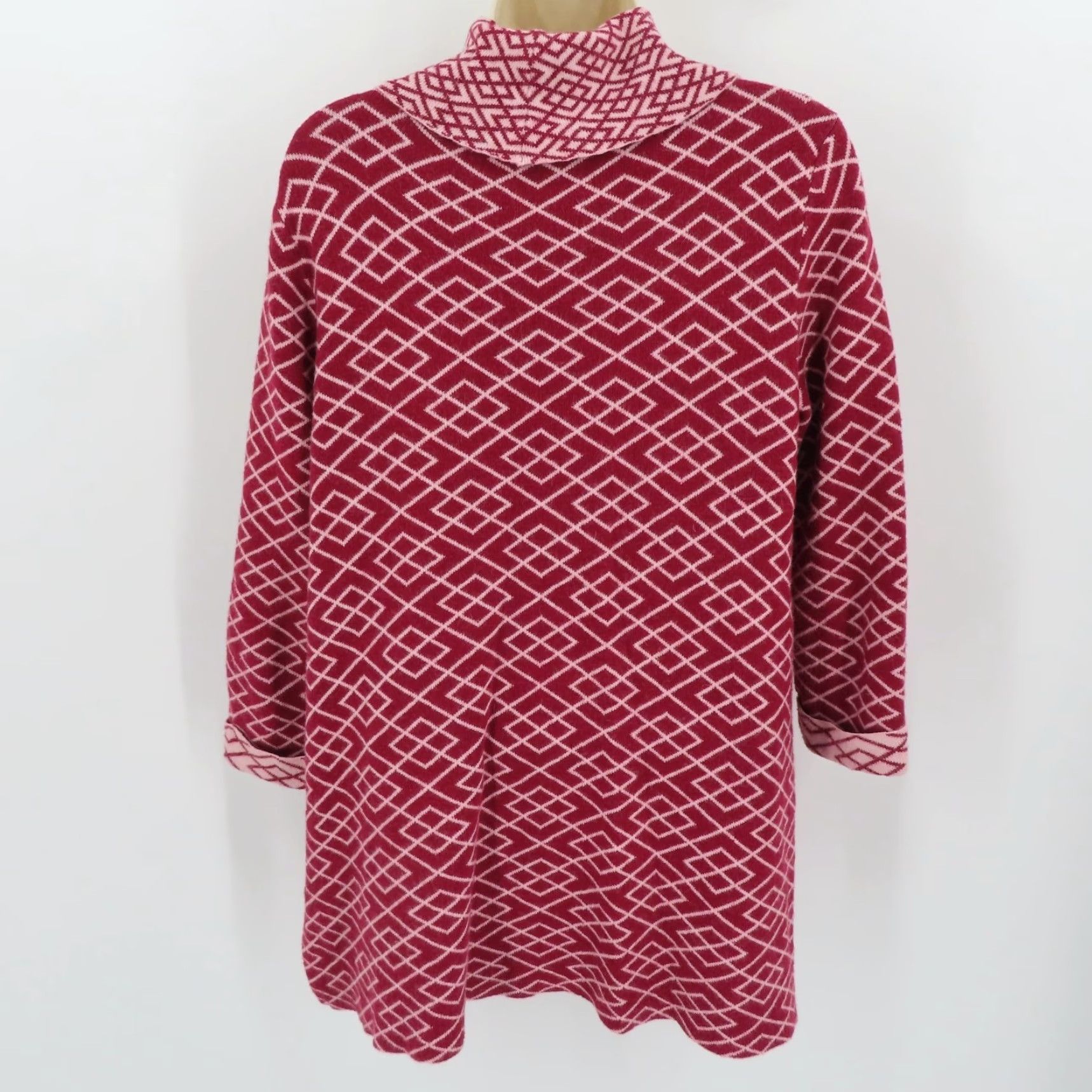 Anthropologie Moth Womens Medium Red Geometric Knit Pullover Sweater Long Sleeve Cowl Neck Shirt Top Size M / US 6-8 / IT 42-44 - 5 Thumbnail