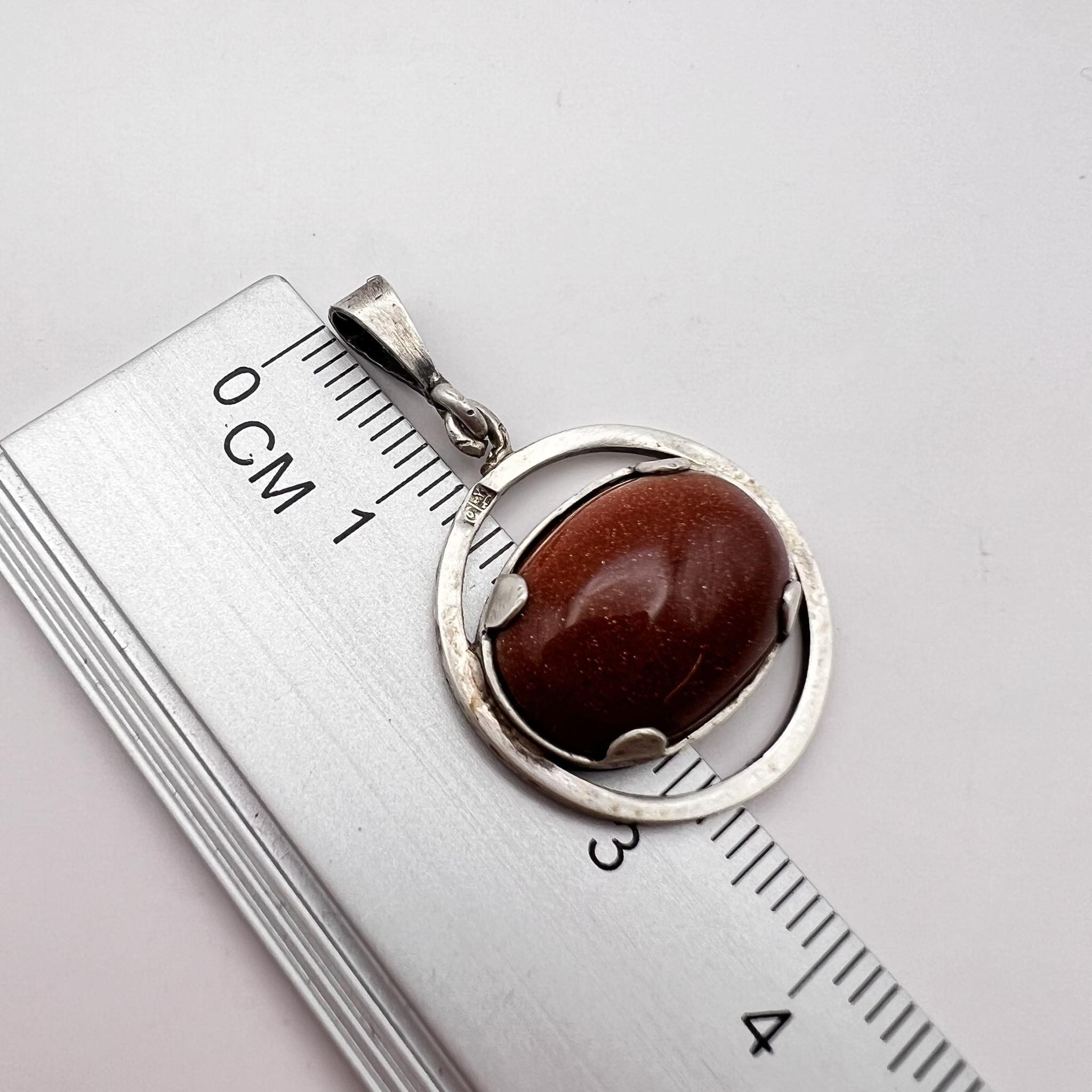 Vintage Vintage Silver 800 Pendant Aventurine Gemstone Signed Size ONE SIZE - 5 Thumbnail