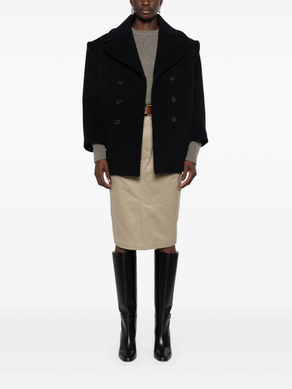 Saint Laurent Paris o1bcso1str1124 Double Breasted Wool Coat in Black Size M / US 6-8 / IT 42-44 - 4 Thumbnail