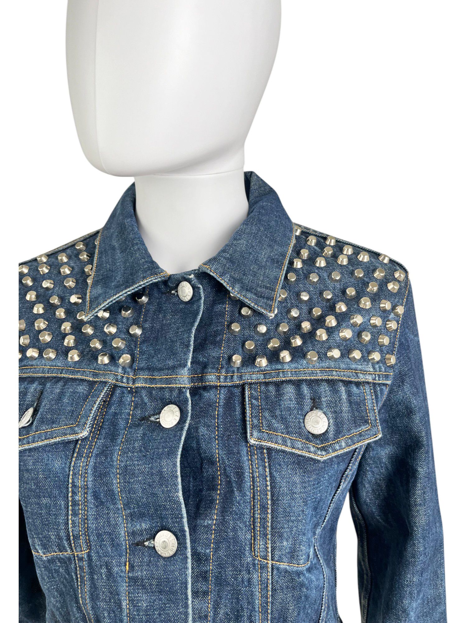 Helmut Lang 1990's Studded Cropped Denim Jacket Size M / US 6-8 / IT 42-44 - 4 Thumbnail