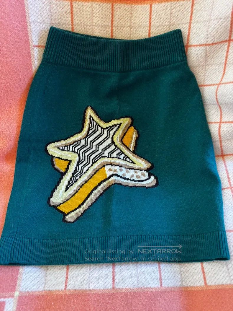 Hermes Hermes Cashmere Short Skirt, Dark Green, Star Pattern Size 42" / US 20 - 3 Thumbnail