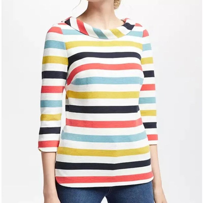 Boden Boden Womens Sarah Ponte Ottoman Rainbow Striped Top Preppy Size S / US 4 / IT 40 - 1 Thumbnail