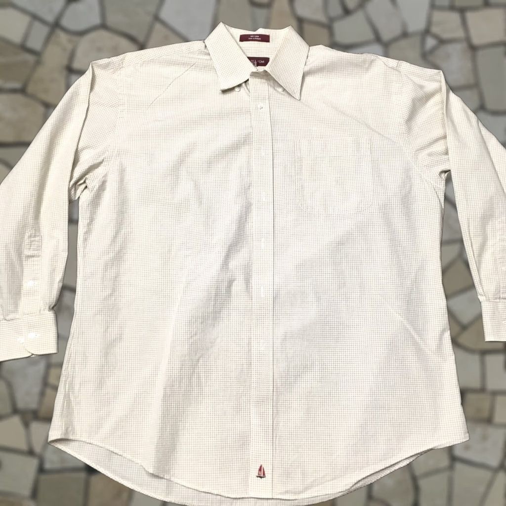 Nordstrom VINTAGE Mens John W. Nordstrom Beige Button Up Shirt 16 1/2 32-33 Geometric Non-Iron Dress Shirt Mens Size US XL / EU 56 / 4 - 1 Thumbnail