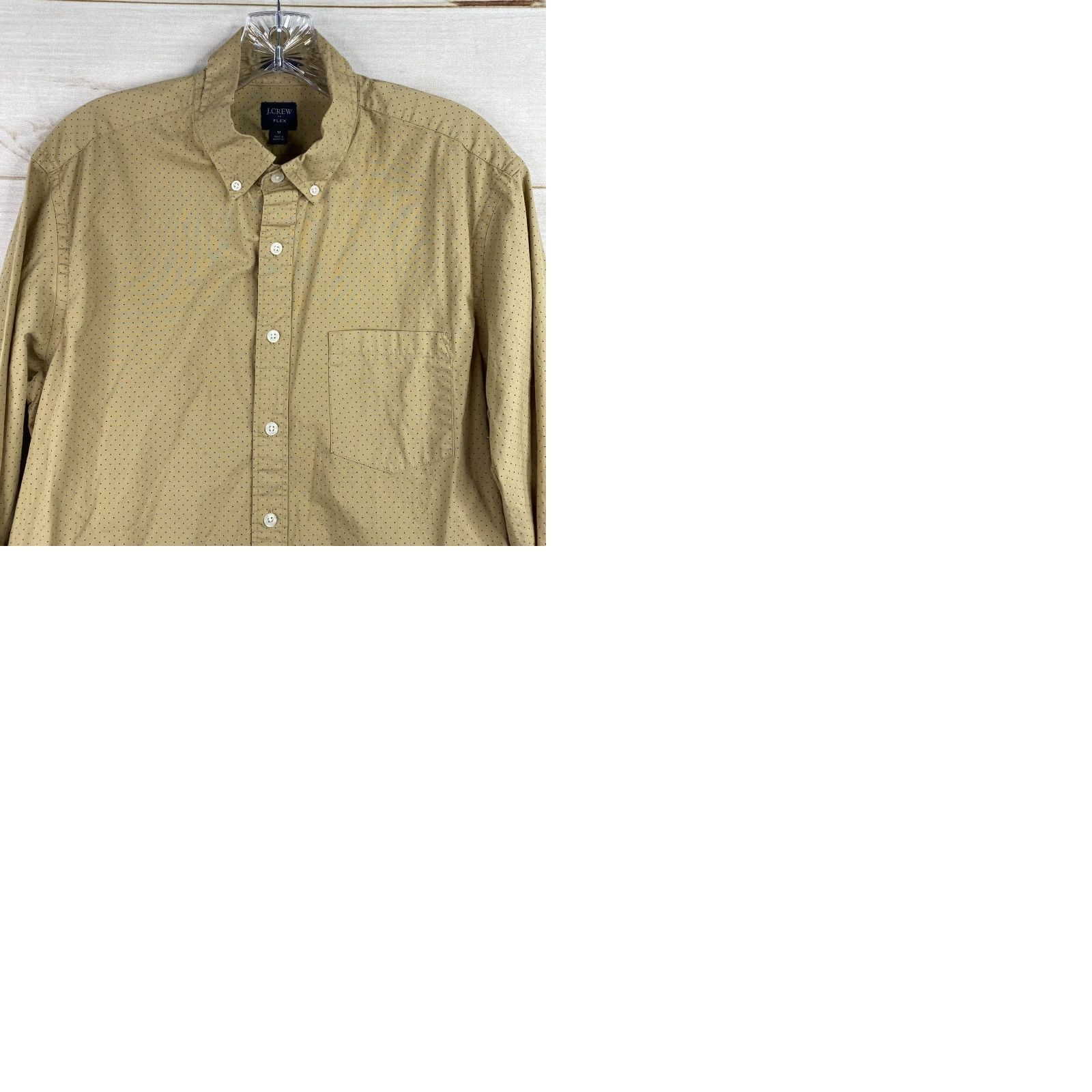 J.Crew J.CREW Shirt M Mens Button-Up Classic Tan Polka Dot Long Sleeve Cotton Blend Stretch Fall, Spring, Summer, Winter Men’s Casual Button-Down Size US M / EU 48-50 / 2 - 9 Thumbnail