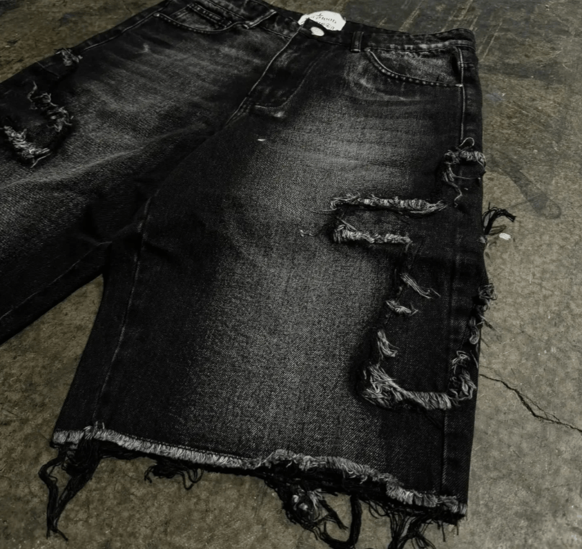 Japanese Brand Street washed geometric cross Shorts Size US 30 / EU 46 - 2 Thumbnail