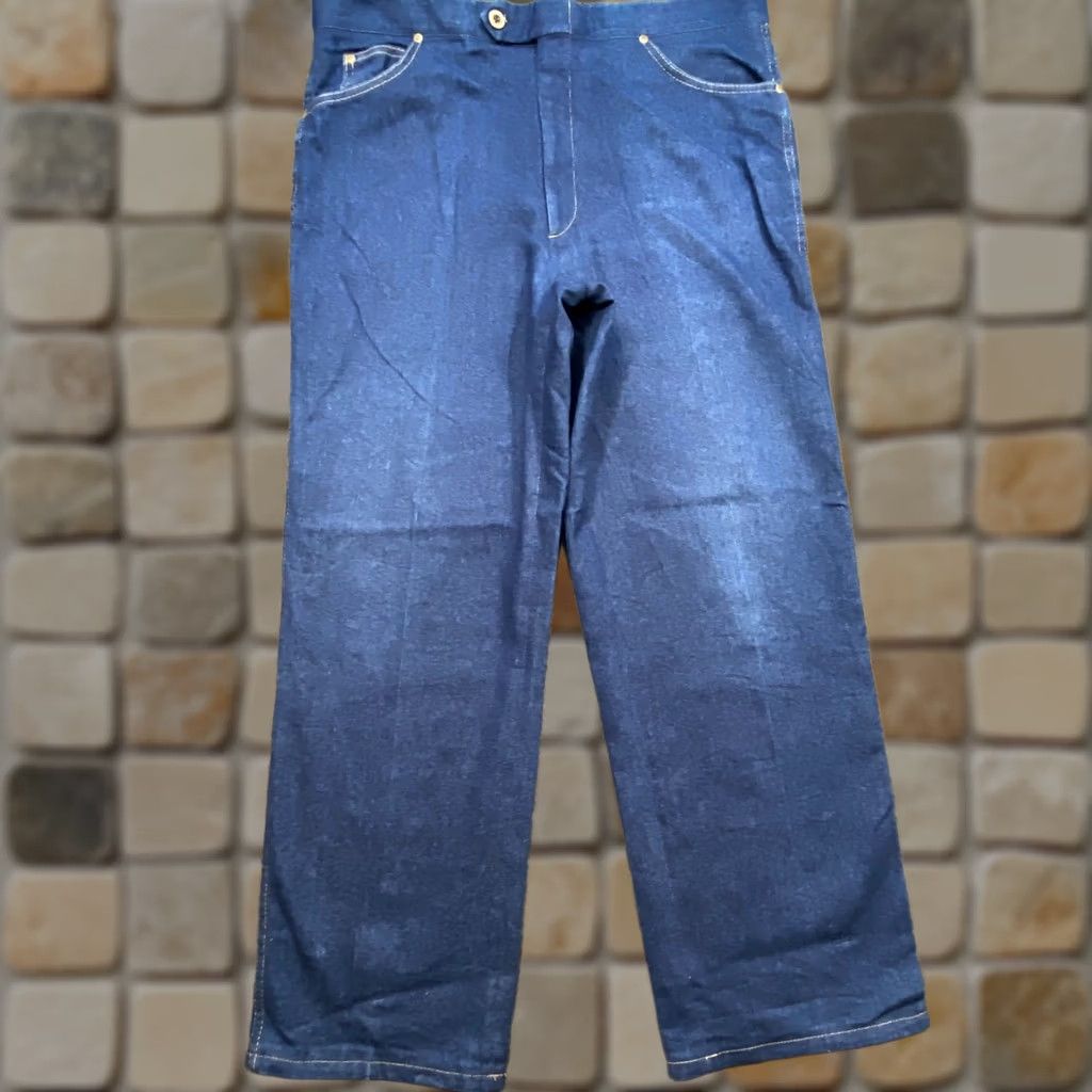 Denime VINTAGE Sansabelt Denim Trousers 36x30 Mens Blue Straight Leg Pants Size US 36 / EU 52 - 1 Thumbnail