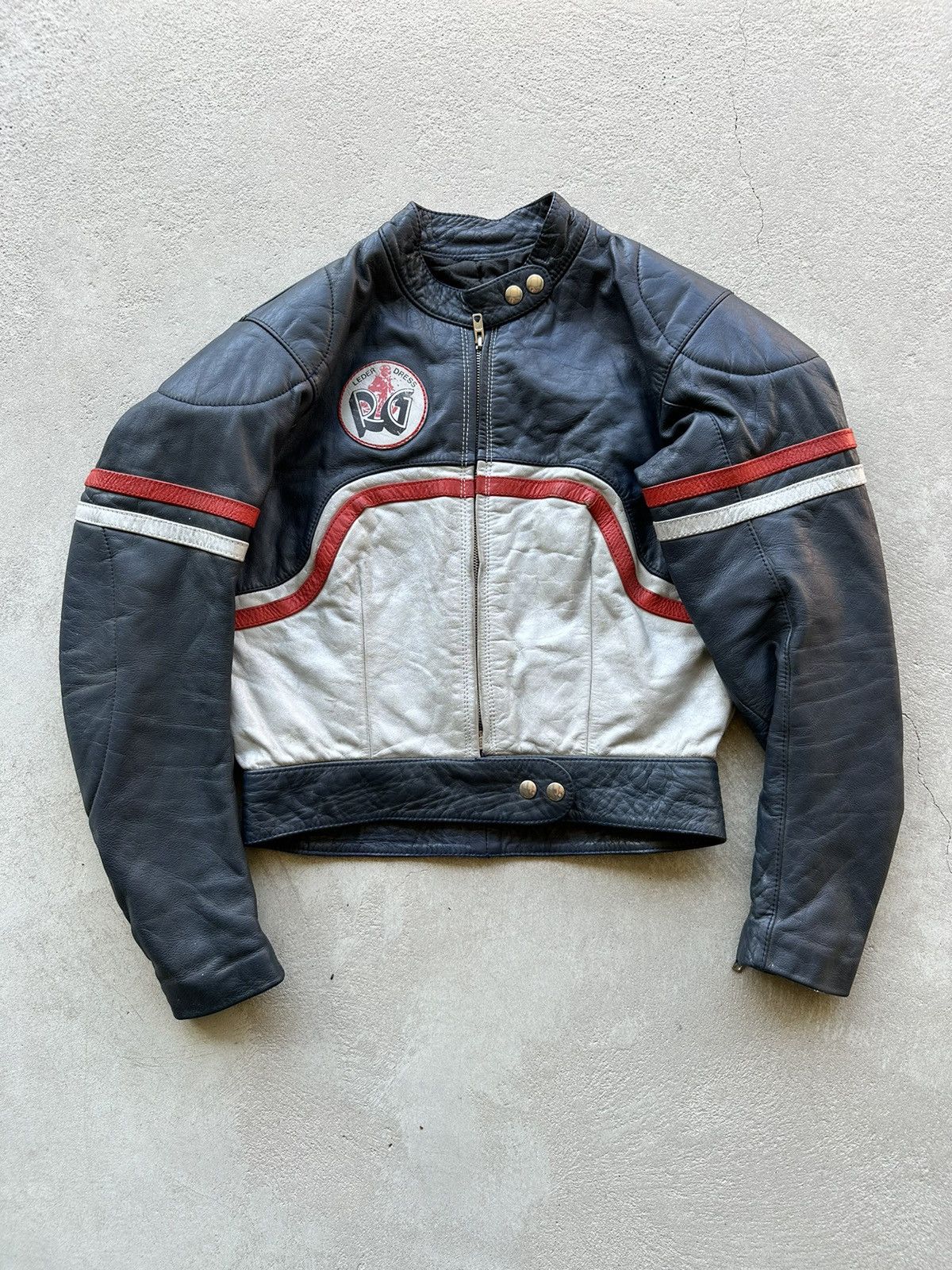 image of Leather Jacket x Racing Genuine Leather Vintage Moto Hype Jacket, Women's (Size Small)