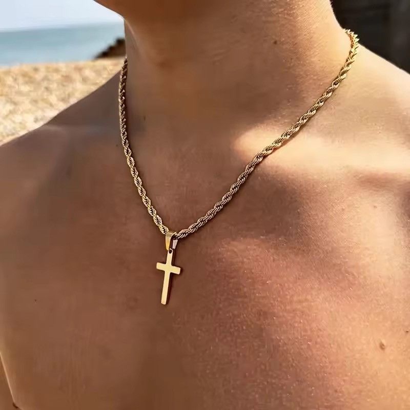 Jewelry Chain Rope Chain Necklace+ Cross Pendant Size ONE SIZE - 5 Thumbnail