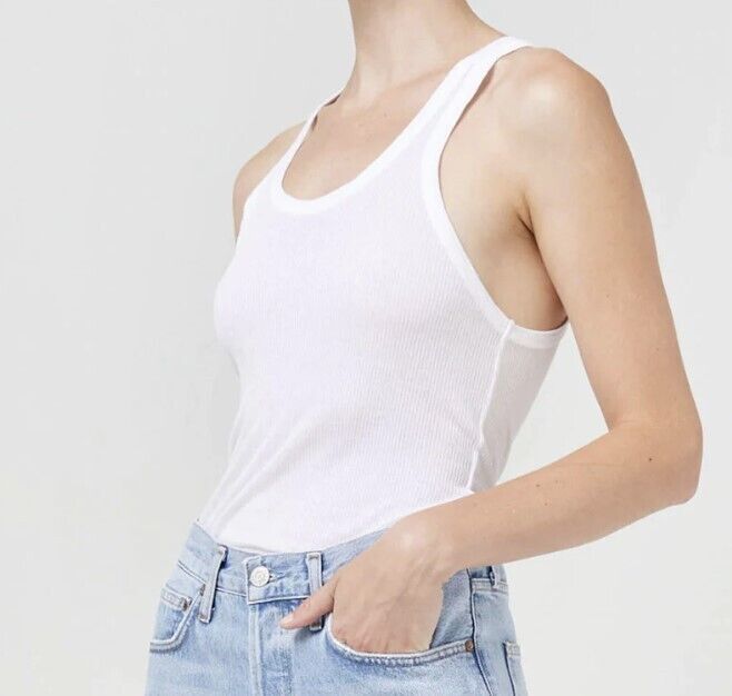 AGOLDE Karla Rib Tank Top in White