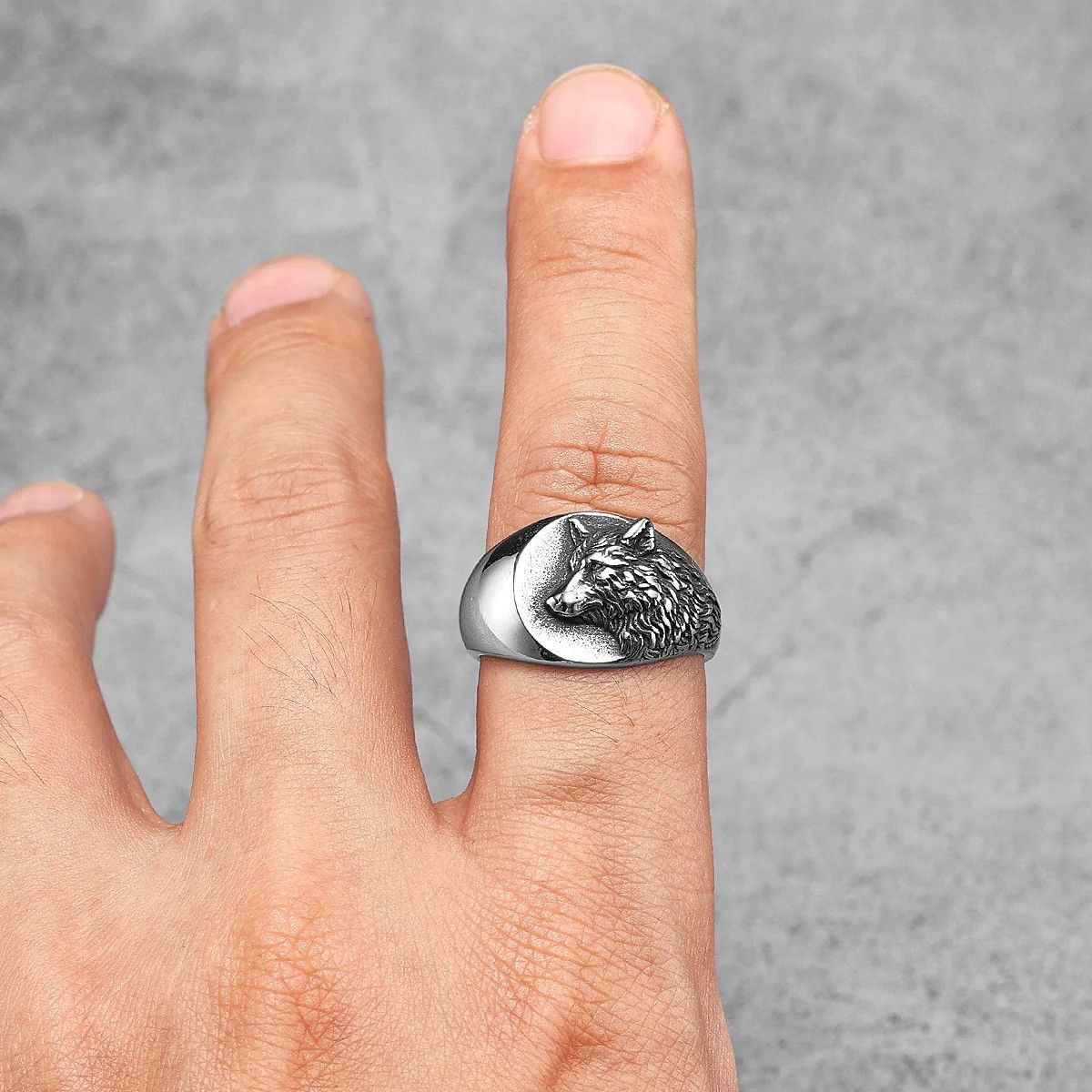 Vintage Viking Wolf Animal Men Ring Size ONE SIZE - 1 Thumbnail