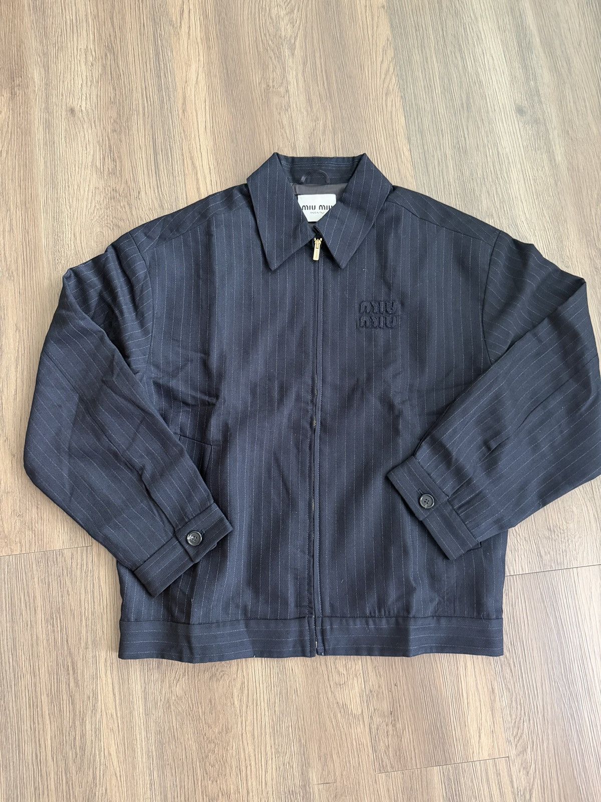 Miu Miu Miu Miu Pinstripe zip up Size US M / EU 48-50 / 2 - 1 Thumbnail
