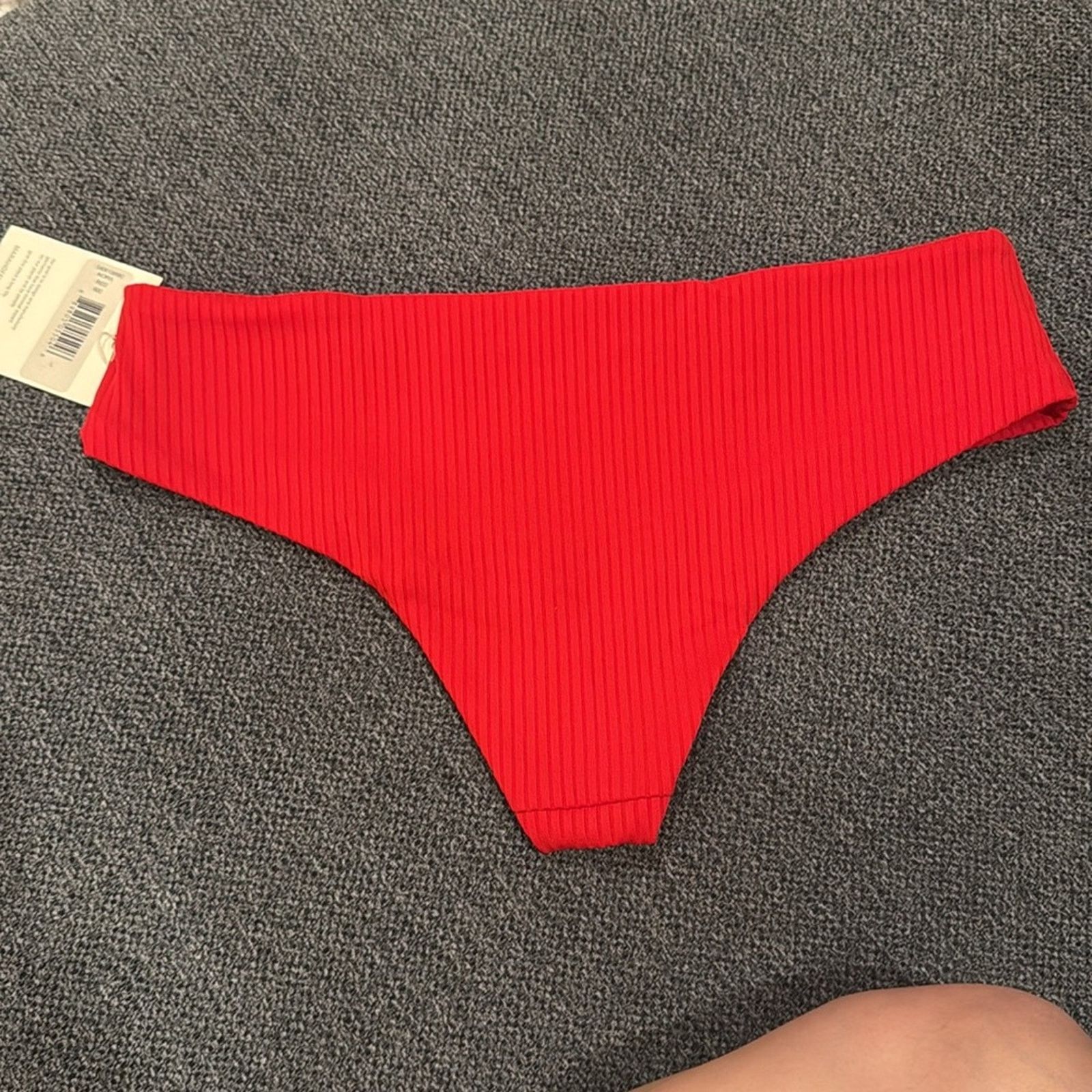 Mara Hoffman Mara Hoffman Nora Hipster Ribbed Bikini Bottoms - Red Size L Size ONE SIZE - 4 Thumbnail