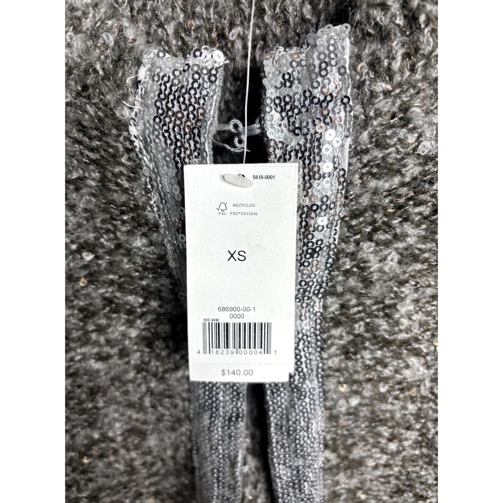 Banana Republic Banana Republic Sweater Cardigan Womens XS Gray Open Knit Sequin Pockets Casual Party/Cocktail Knit Style Sparkle 90s Size XS / US 0-2 / IT 36-38 - 5 Thumbnail