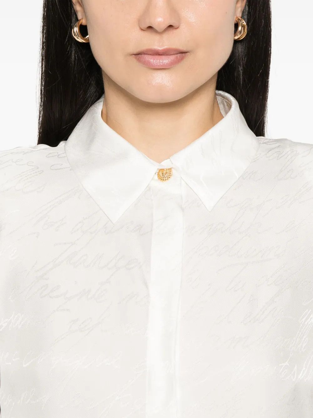 Balmain o1s1wg111225 Jacquard Shirt in White Size M / US 6-8 / IT 42-44 - 4 Thumbnail