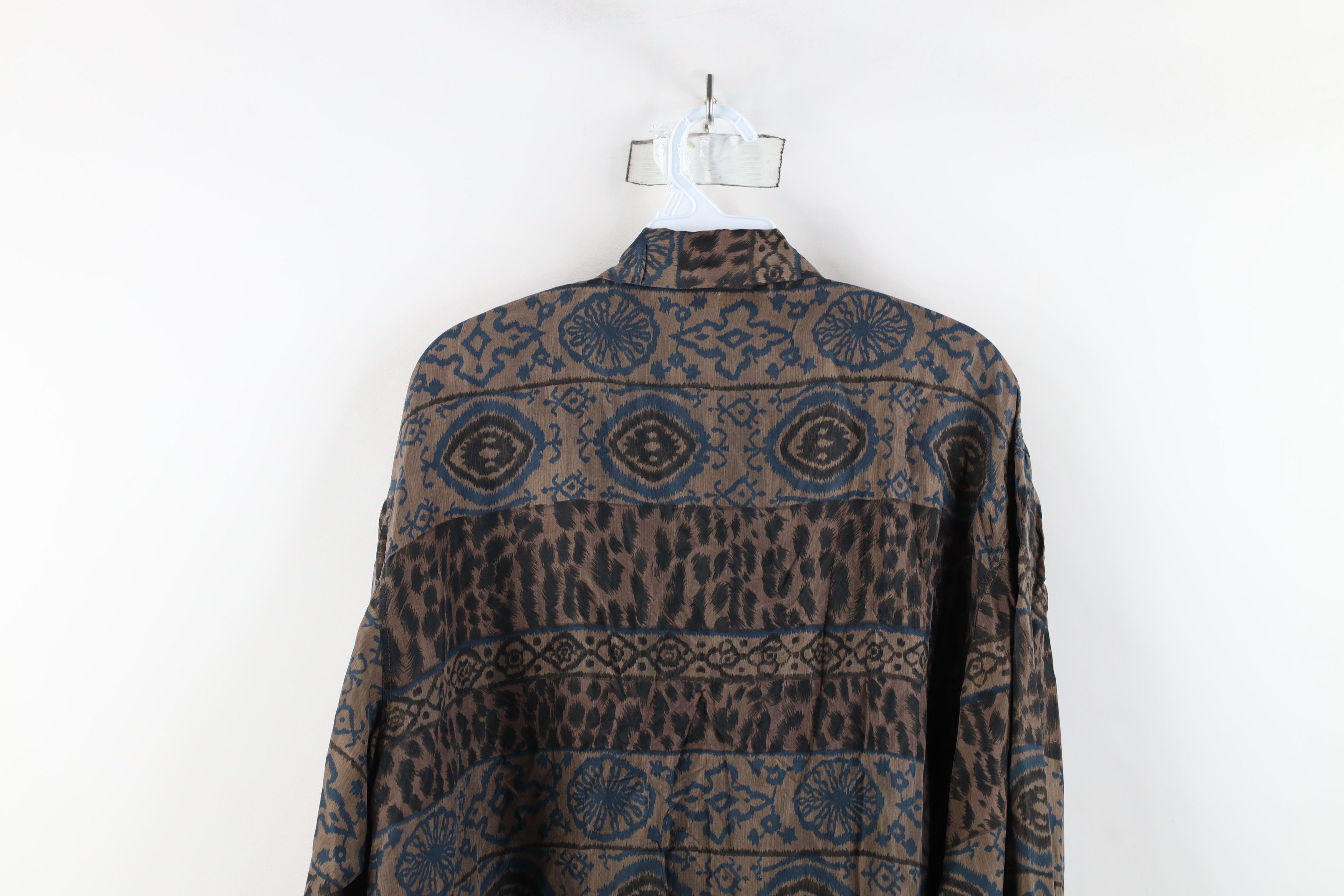 Vintage Vintage 90s Streetwear Geometric Looped Collar Button Shirt Size L / US 10 / IT 46 - 8 Thumbnail