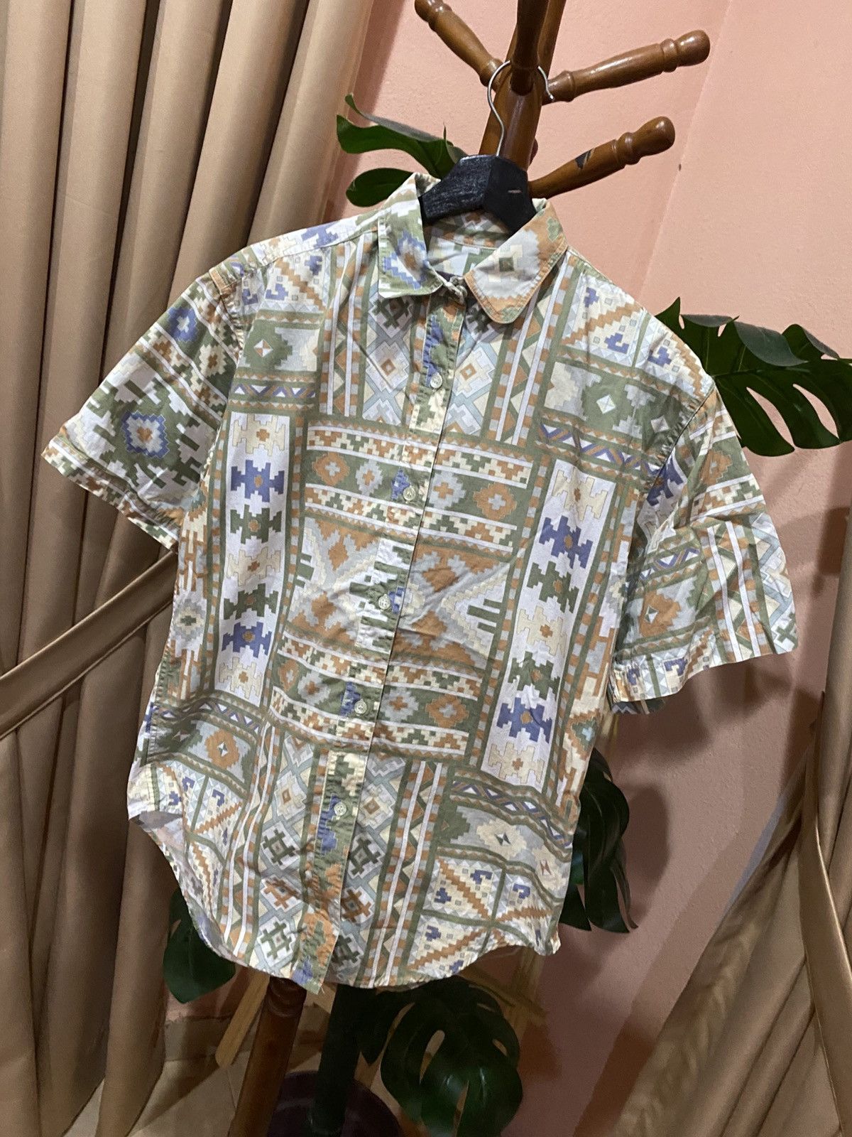Woolrich Woolen Mills Vintage Woolrich Aztec Print Short Sleeve Shirt – Made Japan Size US S / EU 44-46 / 1 - 2 Thumbnail