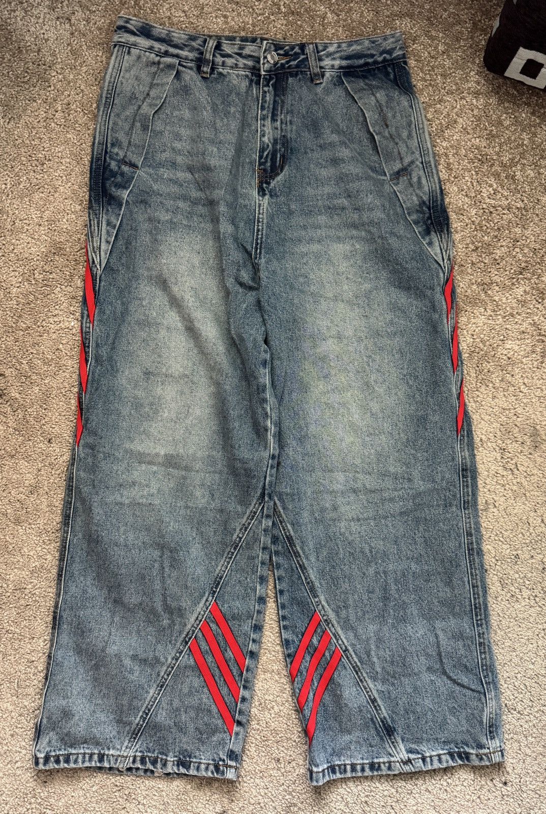 Japanese Brand JAPANESE RED STRIPED DENIM JEANS BALENCIAGA STYLE Size US 32 / EU 48 - 1 Thumbnail