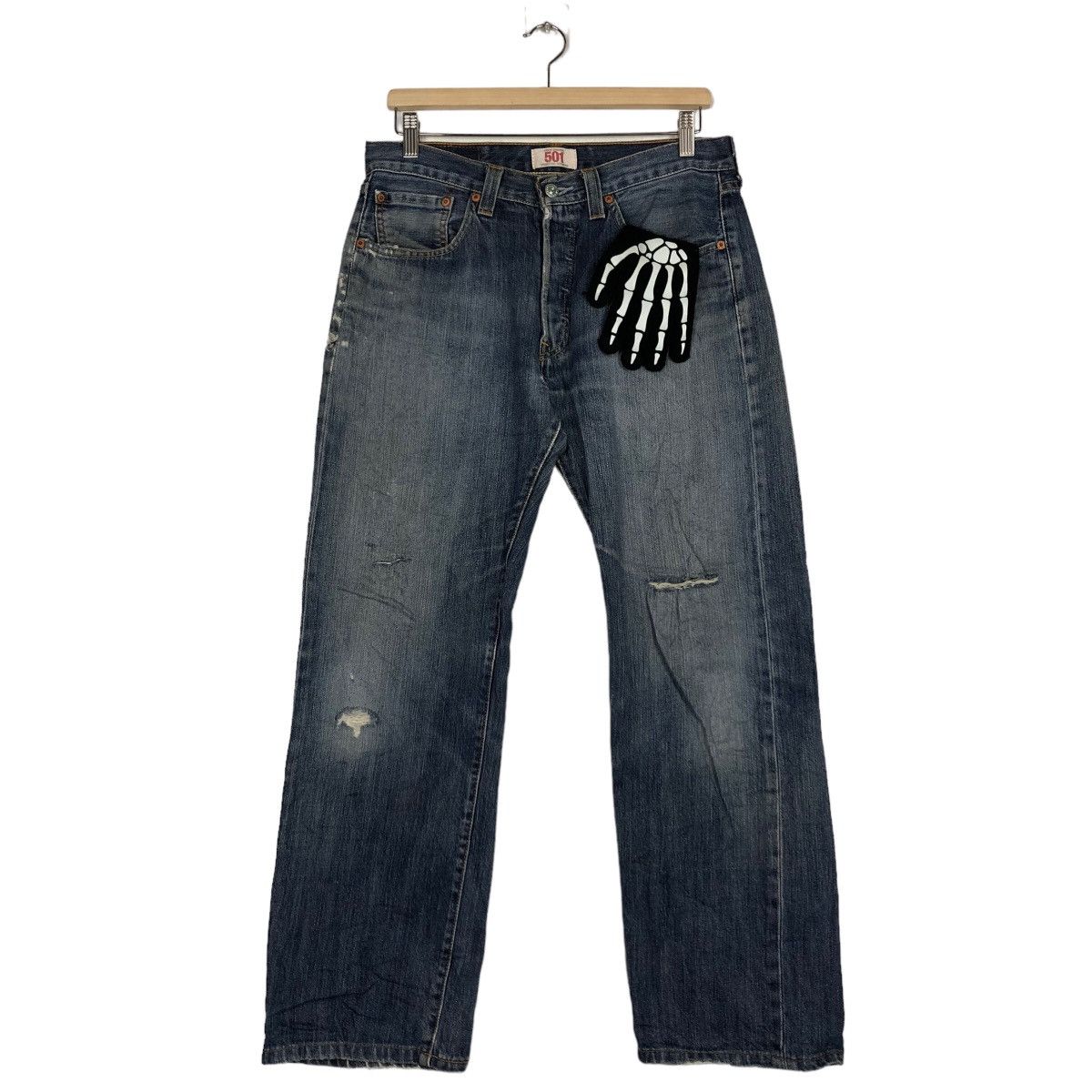 Levi's 🔥90’s VINTAGE LEVI’S ORIGINAL 501 STRAIGHT CUT DISTRESSED Size US 30 / EU 46 - 2 Thumbnail