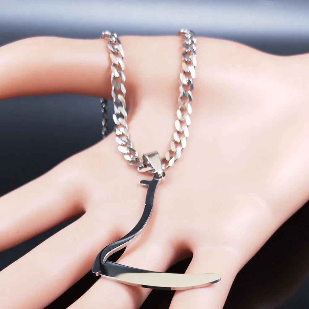Jewelry Grim Reaper Sickle Pendant Necklace Emblem Talisman Size ONE SIZE - 3 Thumbnail
