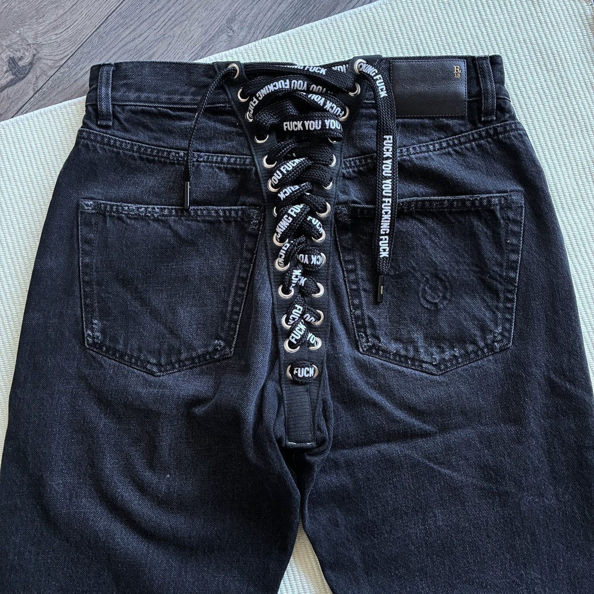 R13 R13 High-Rise Lace-up Back Washed Black Jeans Size 27" / US 4 / IT 40 - 12 Thumbnail