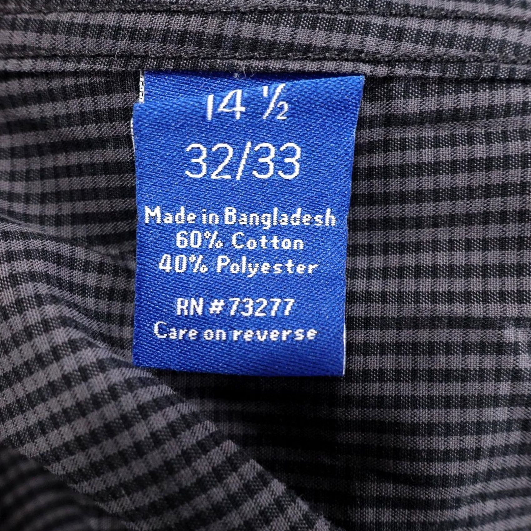 Apt. 9 APT.9 Dress Shirt Mens 14.5 Slim Gray Check Easy Care Point Collar 32/33 Size 40R - 5 Thumbnail
