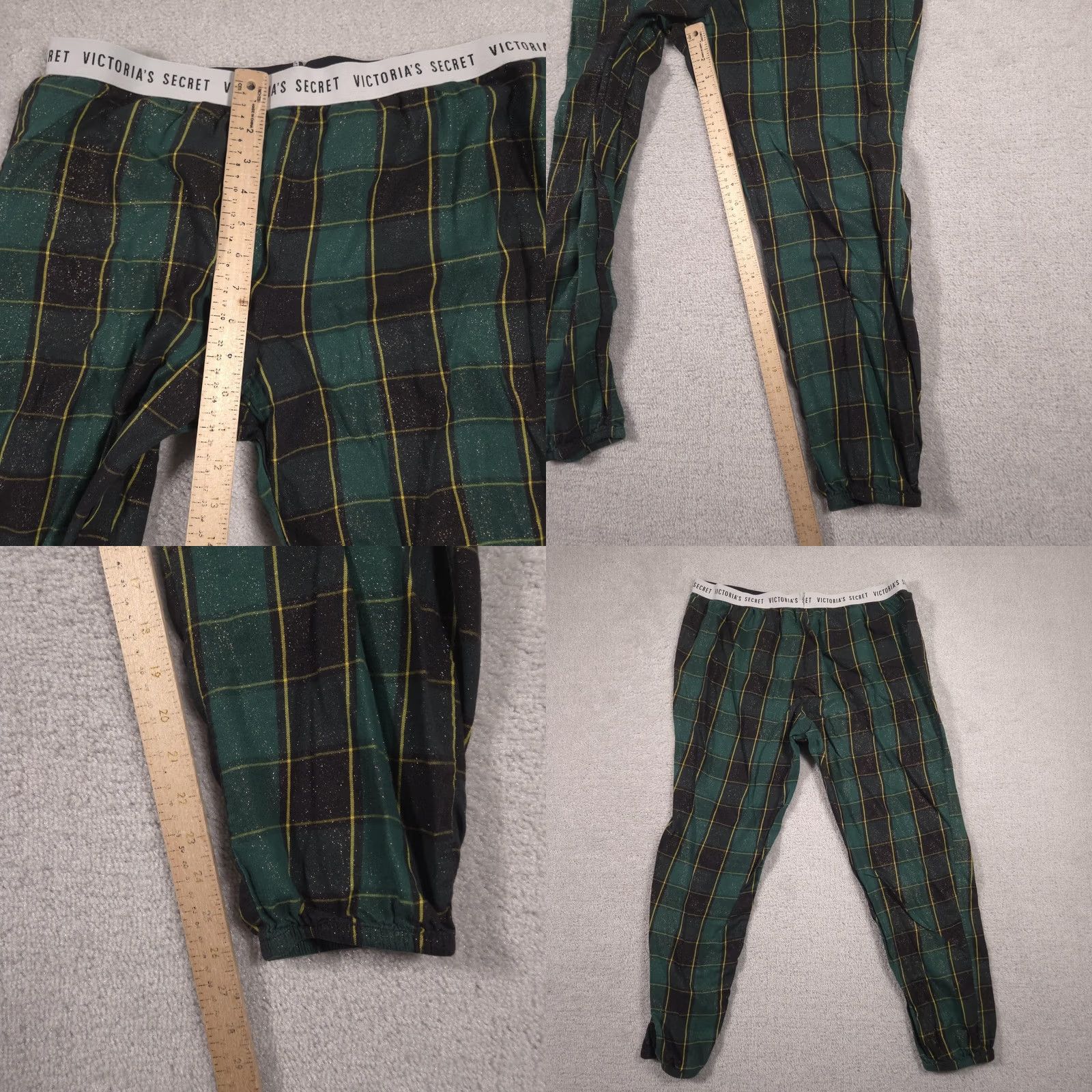 Victoria's Secret Victoria's Secret Pajama Pants Womens Large Green Plaid Glitter Logo Waist L/G/170/80A Womens Size 36" / US 14 / IT 50 - 8 Thumbnail