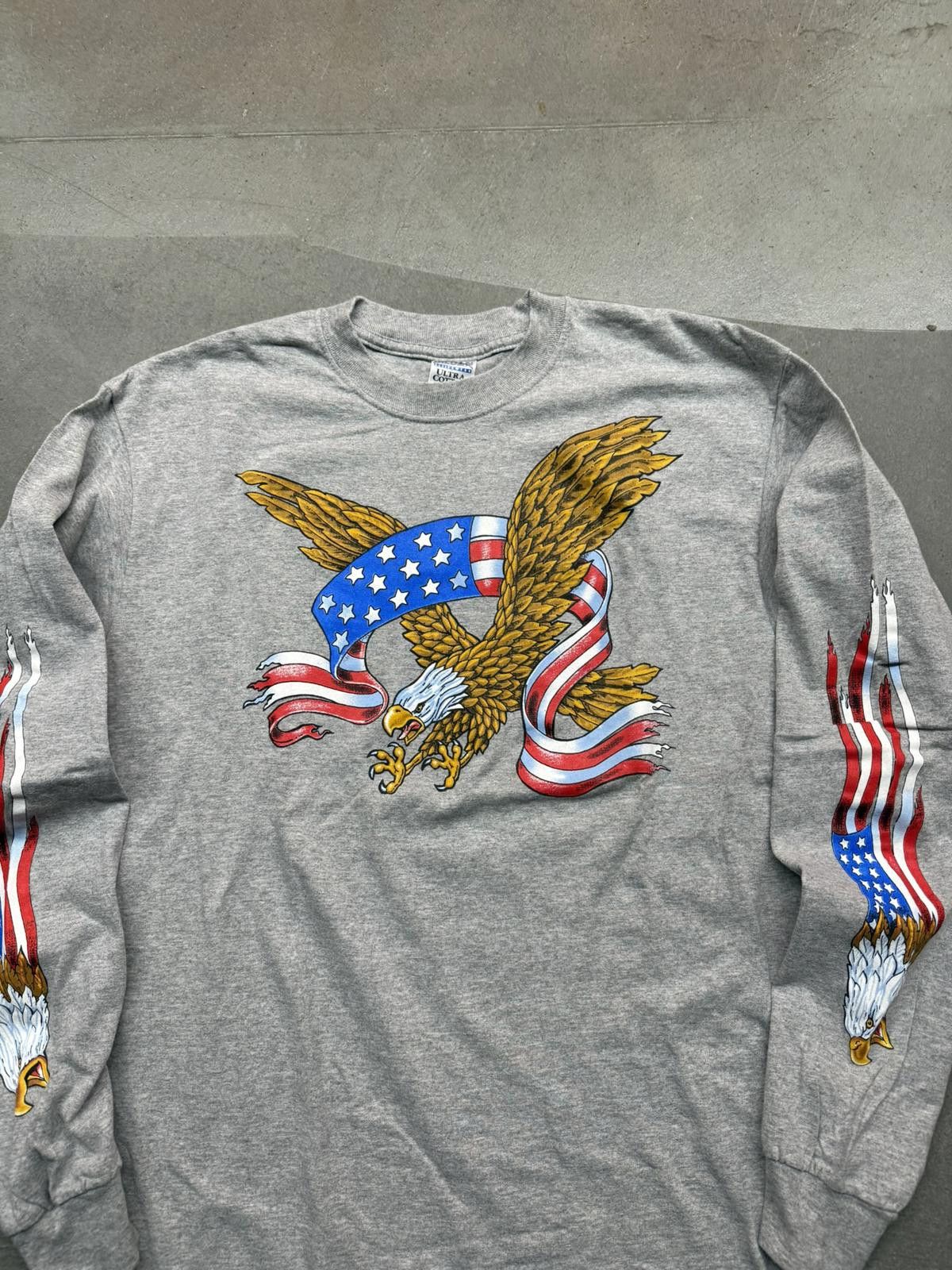 Gildan Vintage Y2K Eagle American Flag Biker Long Sleeve Shirt Size US L / EU 52-54 / 3 - 3 Thumbnail