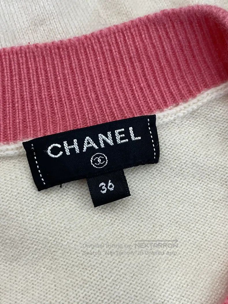 Chanel Chanel Pink and white beach series letter cashmere knitted Size XS / US 0-2 / IT 36-38 - 4 Thumbnail