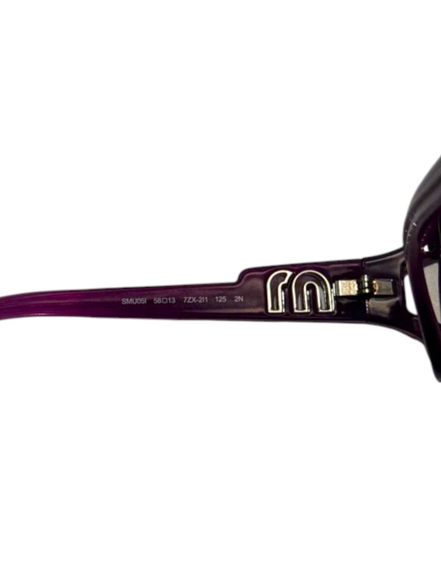 Miu Miu Miu Miu SMU05I Purple Oversized Sunglasses Logo Temples Size ONE SIZE - 4 Thumbnail