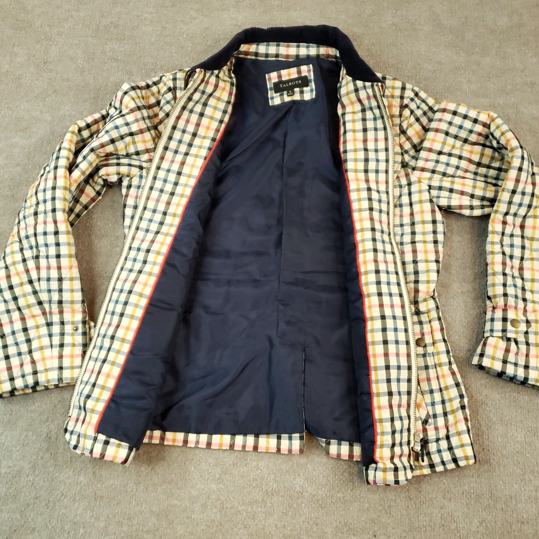 Talbots Talbots Coat Womens Medium White Blue Pink Yellow Plaid Pockets Lined Jacket Size M / US 6-8 / IT 42-44 - 6 Thumbnail