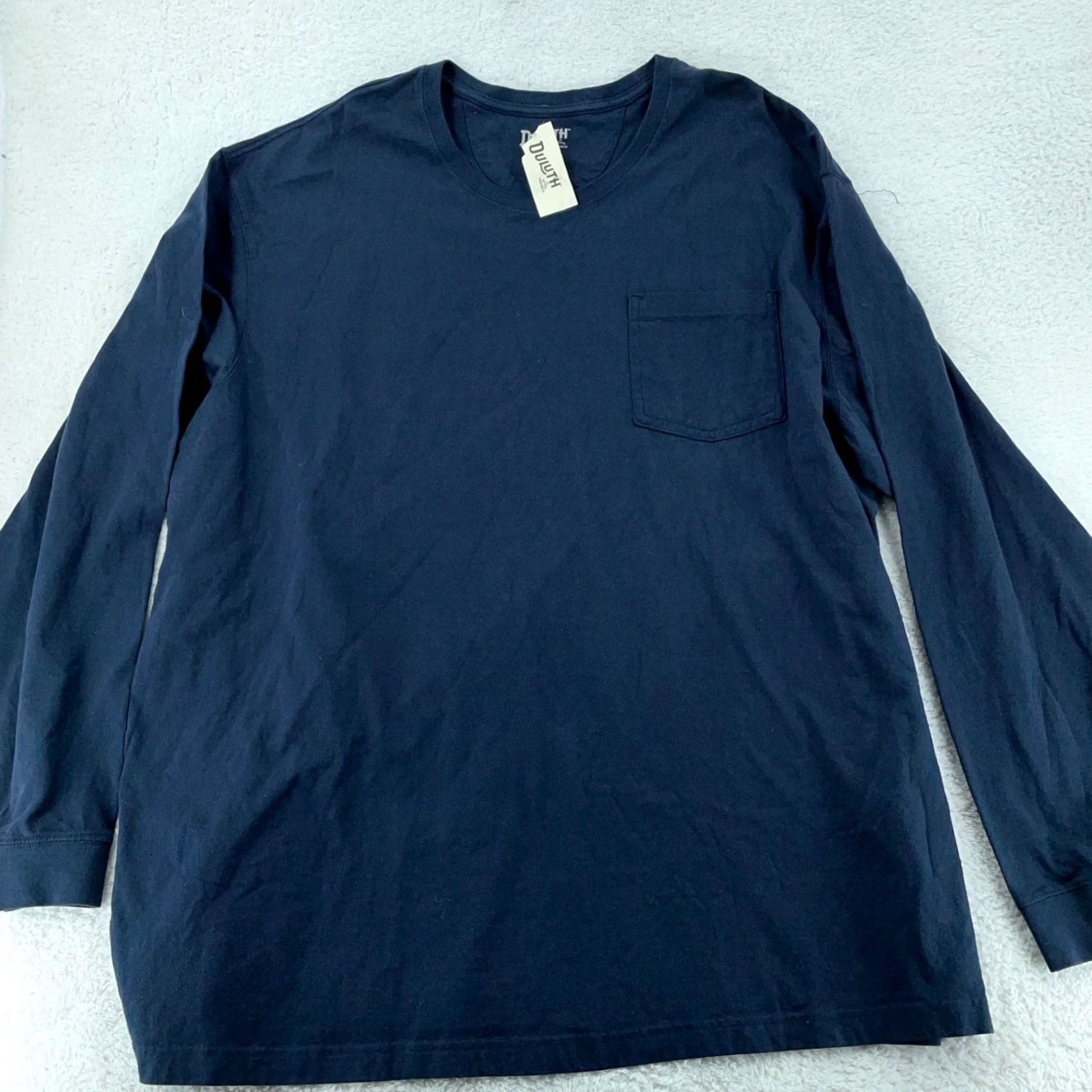Vintage Duluth Trading L/S Longtail Tee Shirt Mens 3XL Navy Single Pocket Relaxed Fit Size US XXL / EU 58 / 5 - 2 Thumbnail
